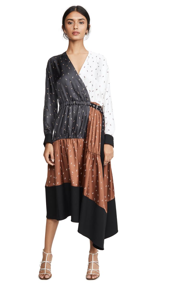 Tibi Patchwork Wrap Dress