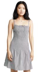 Solid Striped Smocked Poplin Dress