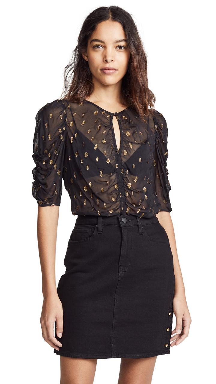 Frame Shirred Keyhole Top