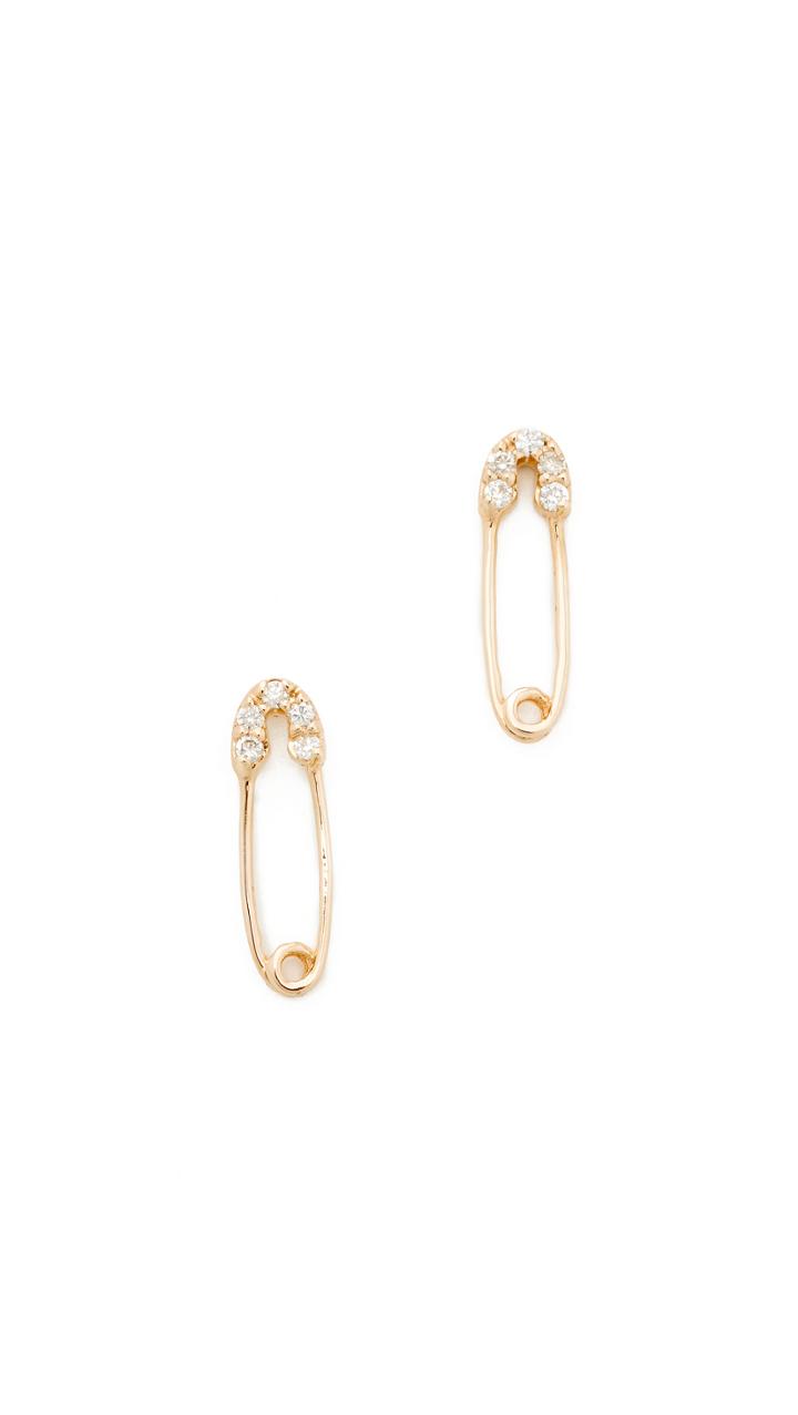 Sydney Evan 14k Gold Safety Pin Stud Earrings