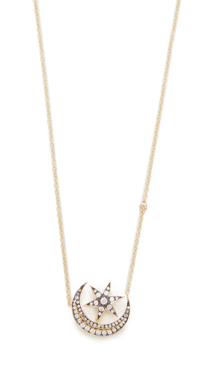 Shay 18k Gold Crescent Moonstar Necklace