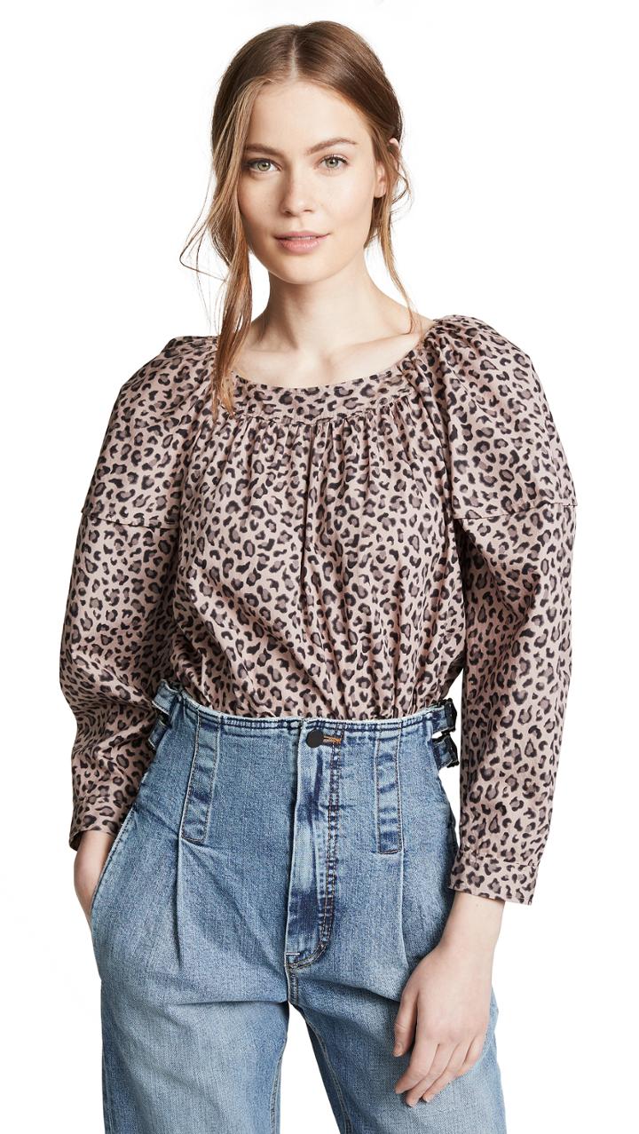 La Vie Rebecca Taylor Long Sleeve Ocelot Top
