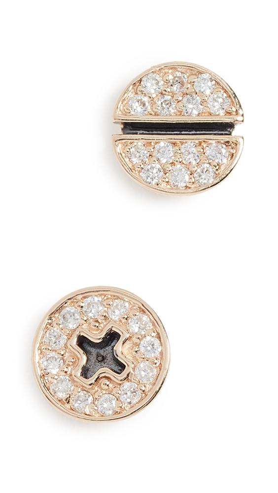 Sydney Evan Small Pave Screw Stud Earrings