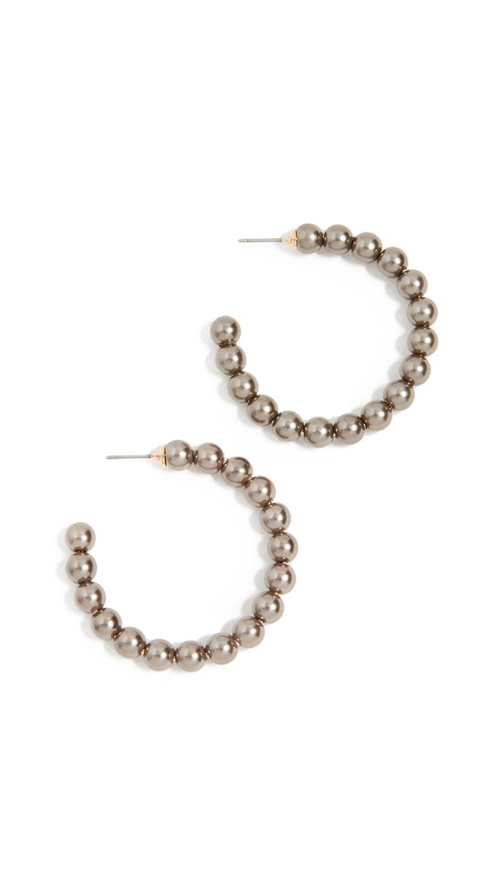 Lele Sadoughi Imitation Pearl Hoop Earrings