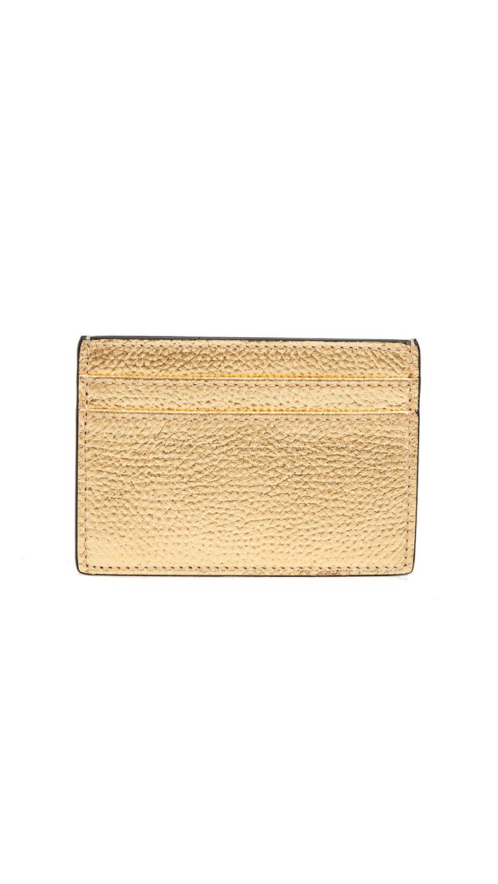 Smythson Metallic Leather Flat Card Holder