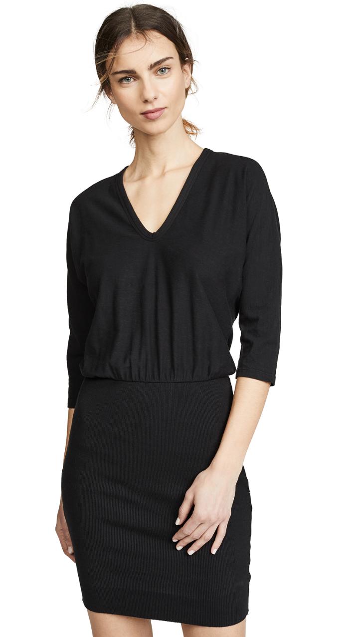 James Perse Mixed Media Blouson Dress