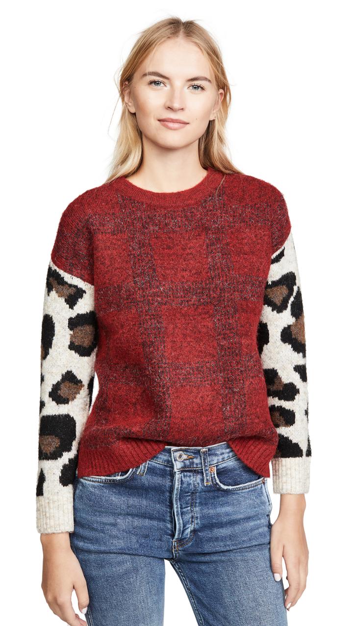 Dna Plaid Leopard Sweater