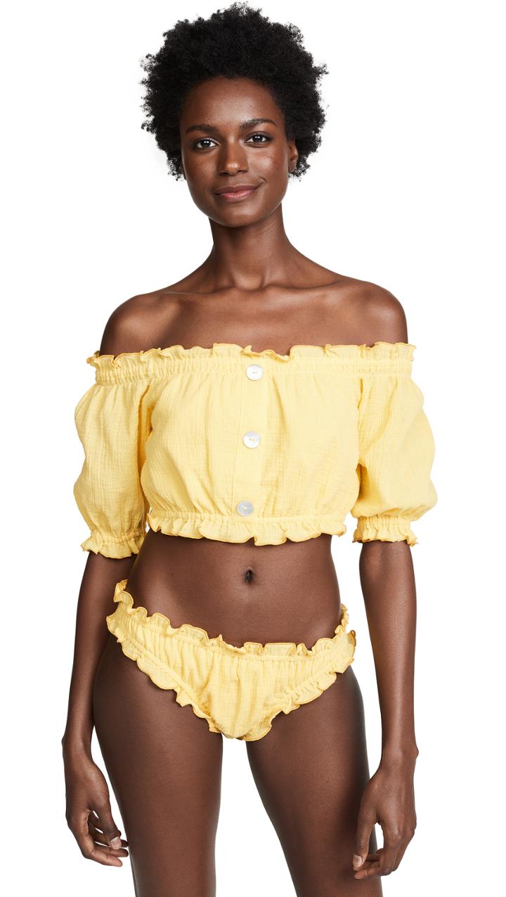 She Made Me Kali Off The Shoulder Sunsuit Top