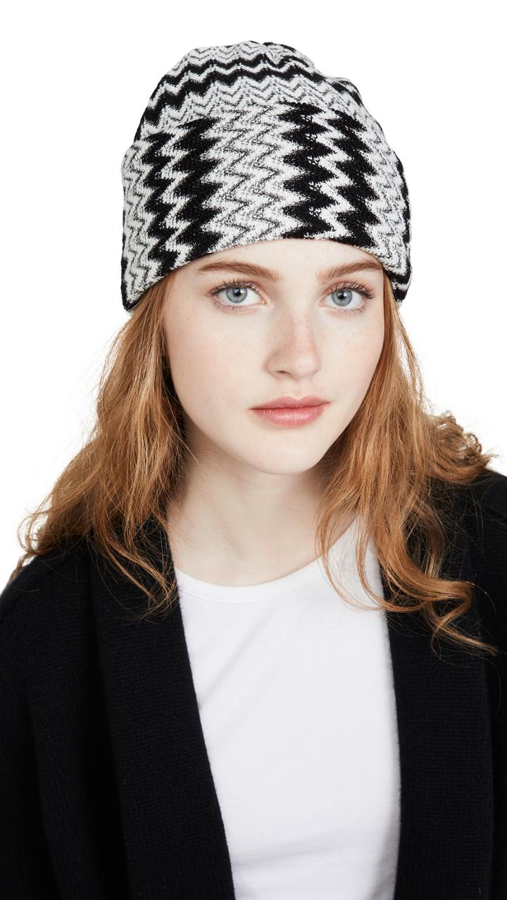 Missoni Black And White Zigzag Beanie
