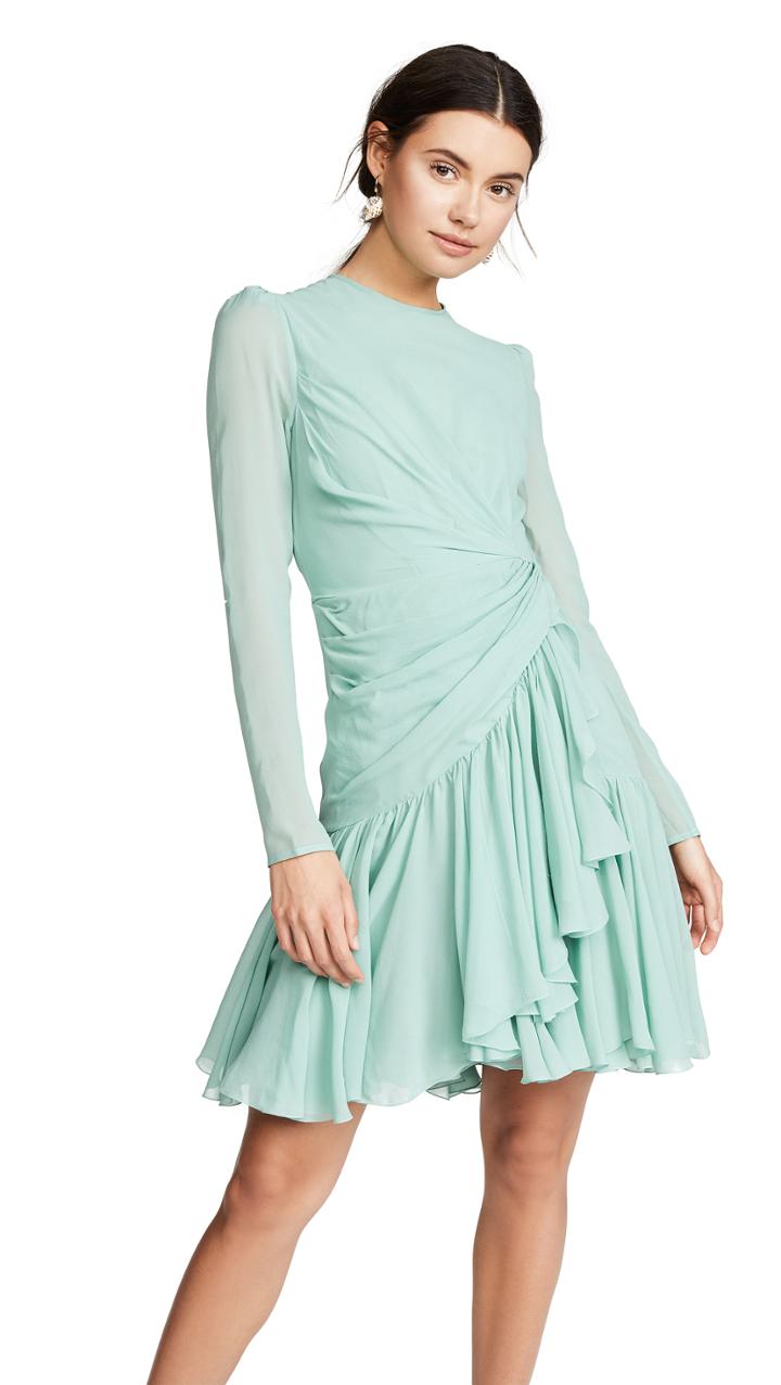 Giambattista Valli Cinched Waist Ruffle Dress