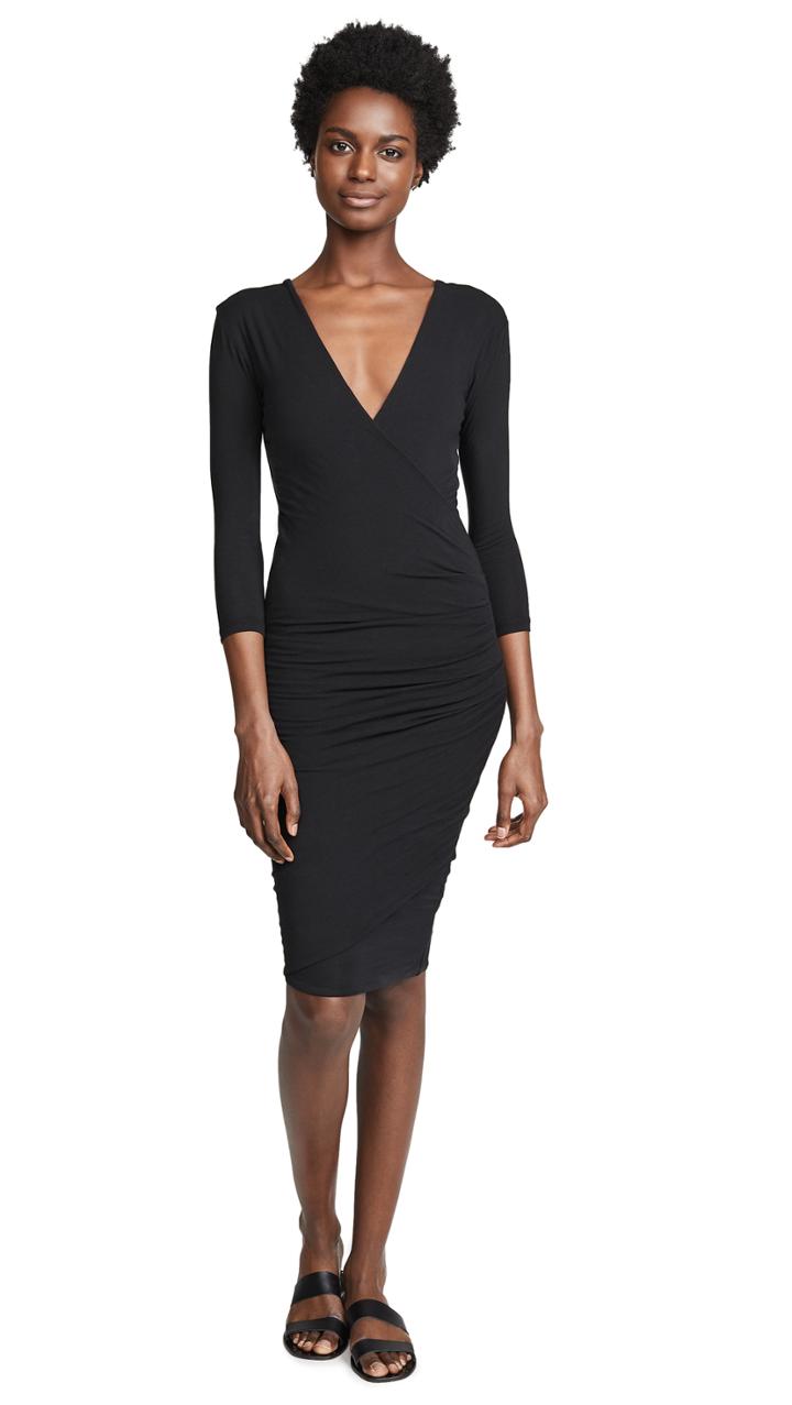 James Perse Skinny Wrap Tuck Dress