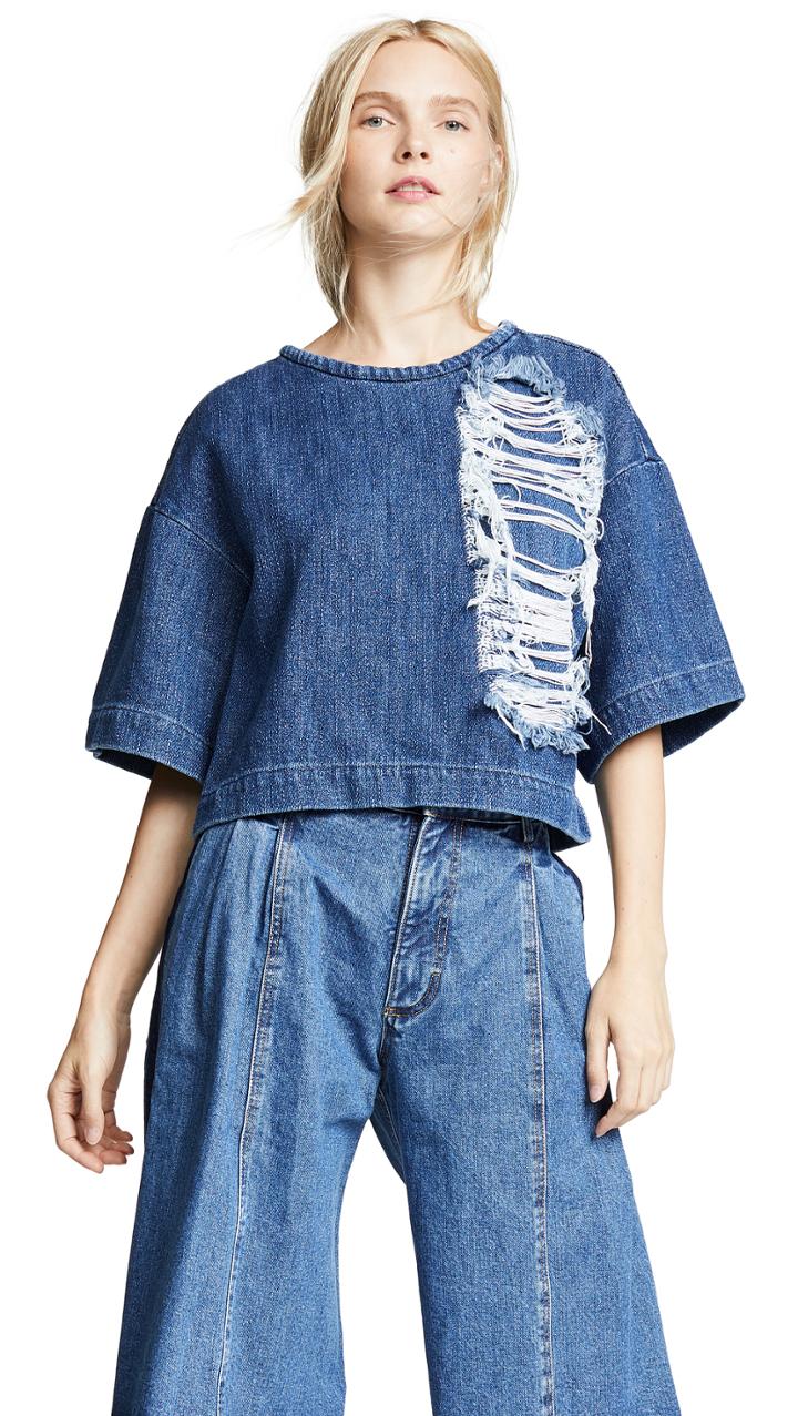 Ksenia Schnaider Distressed Denim Top