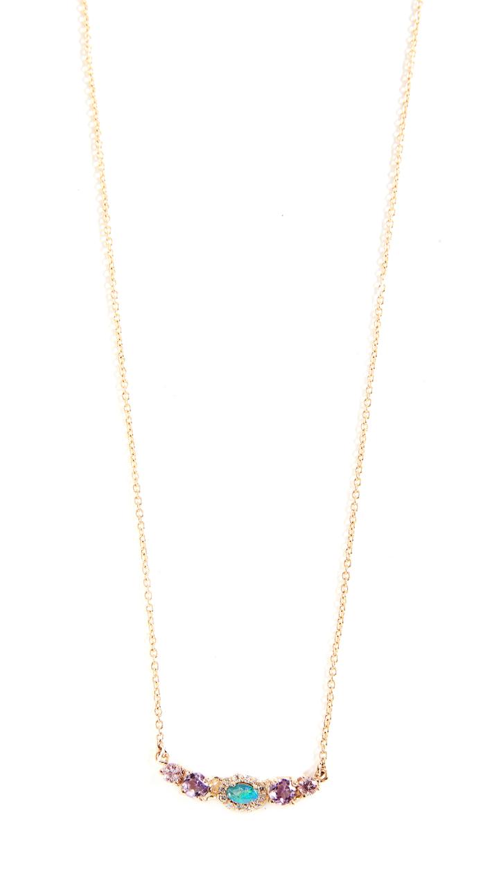Eden Presley 14k Gold Mini Oval Stoned Bar Necklace