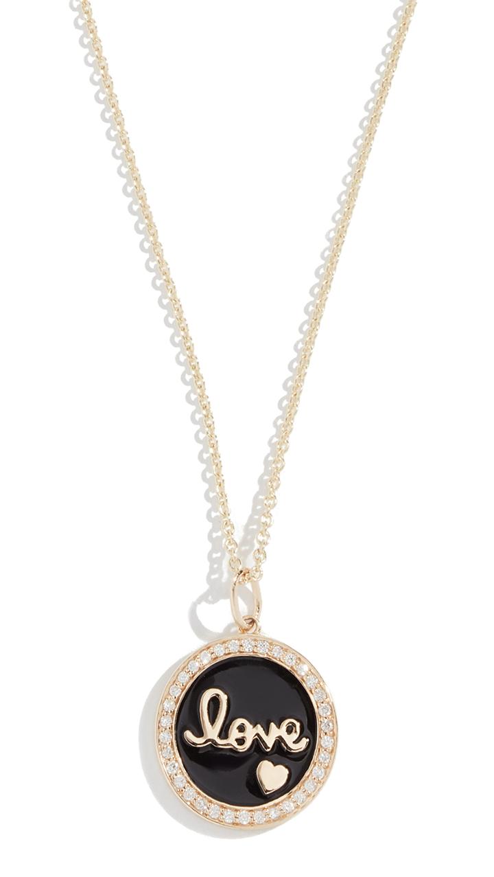 Sydney Evan 14k Love Script Medallion Necklace