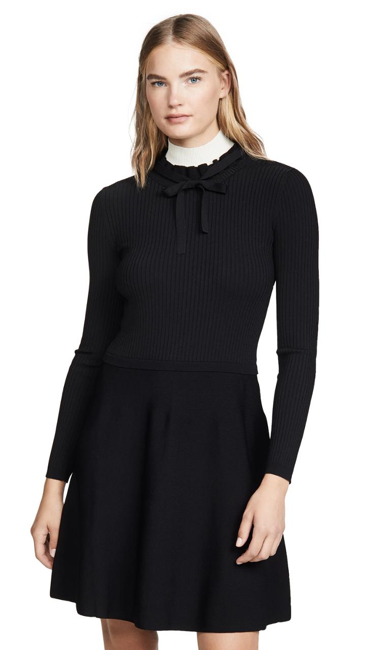 Red Valentino Knit Tie Neck Dress