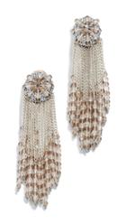 Oscar De La Renta Chain Cluster Beaded Earrings