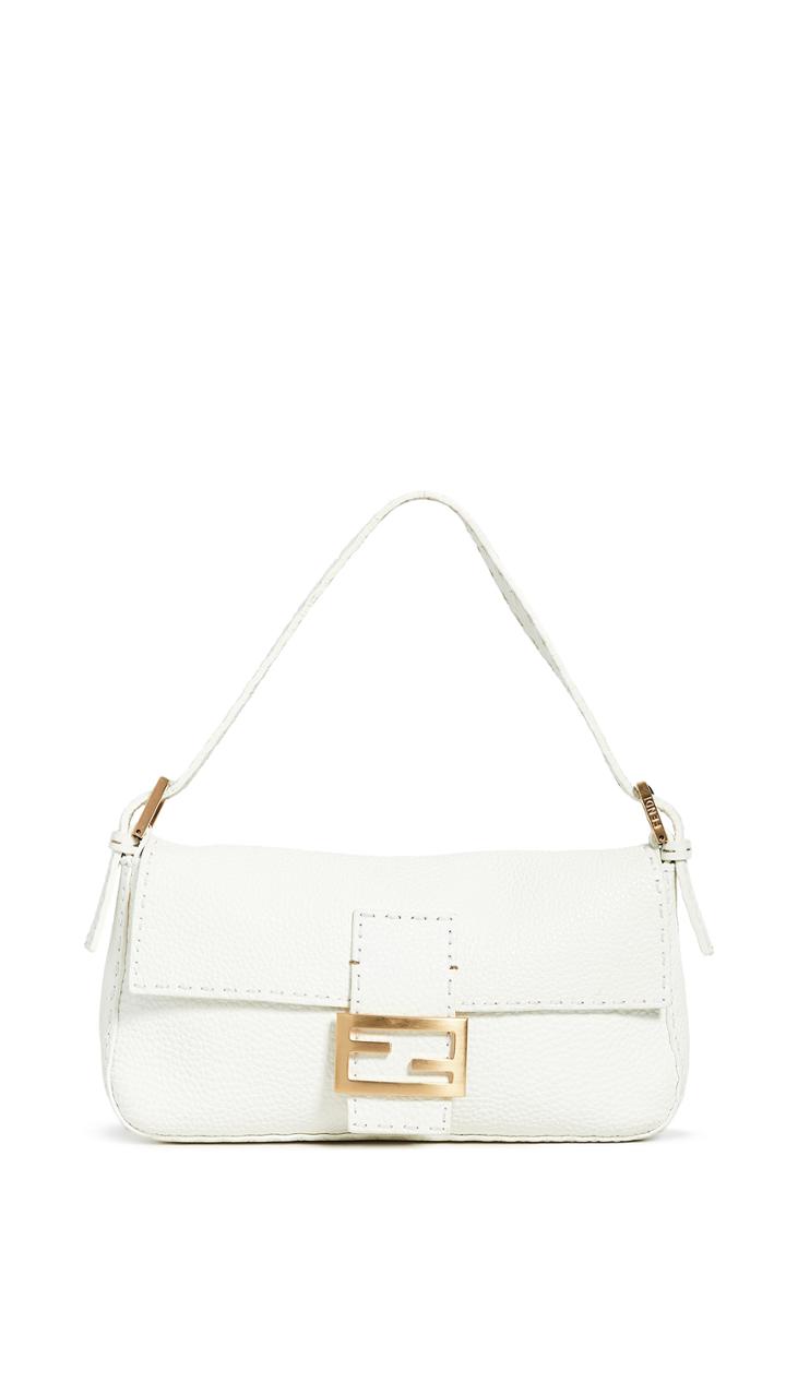 What Goes Around Comes Around Fendi White Leather Baguette