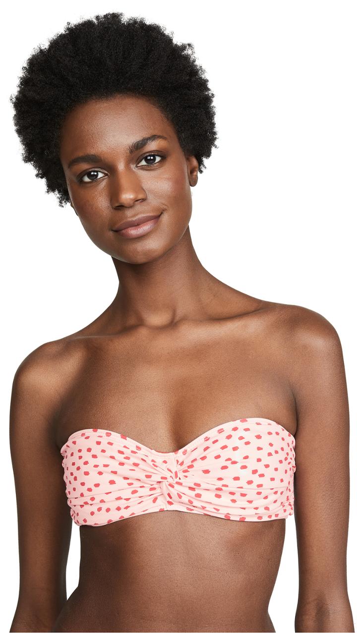 Jonathan Simkhai Classic Polka Dot Bandeau Bikini Top
