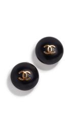 What Goes Around Comes Around Chanel Black Round Earrings