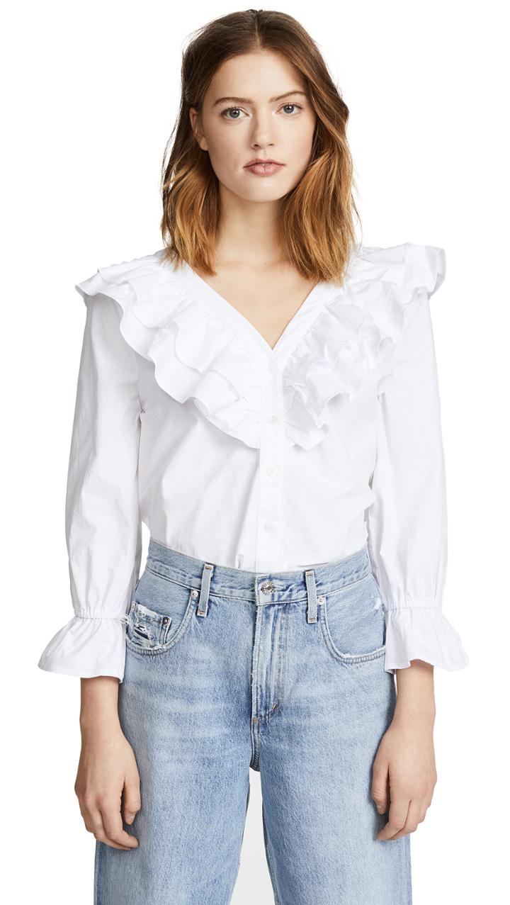 J O A Ruffle Detail Top