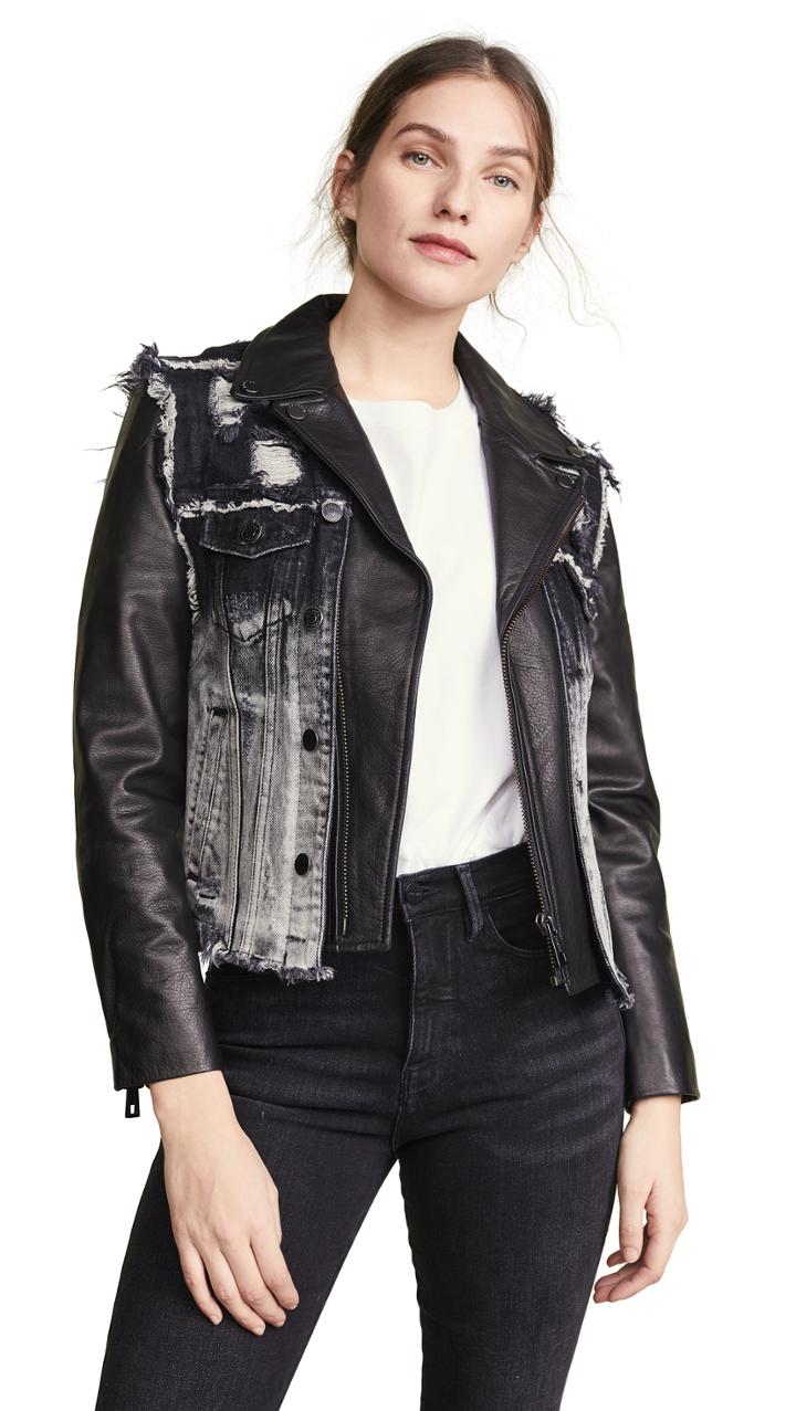 Jocelyn Denim Vest Leather Lab Jacket