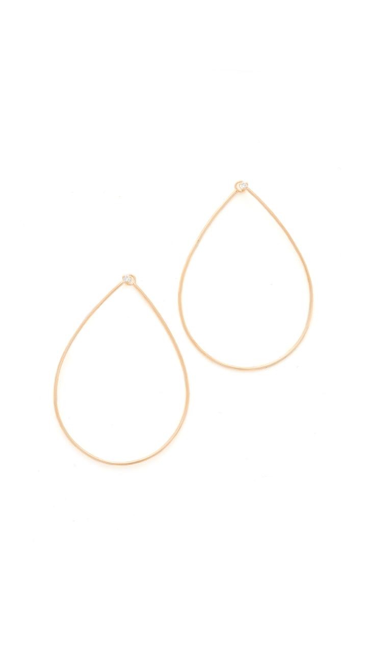 Zoe Chicco 14k Gold Tear Diamond Hoop Earrings