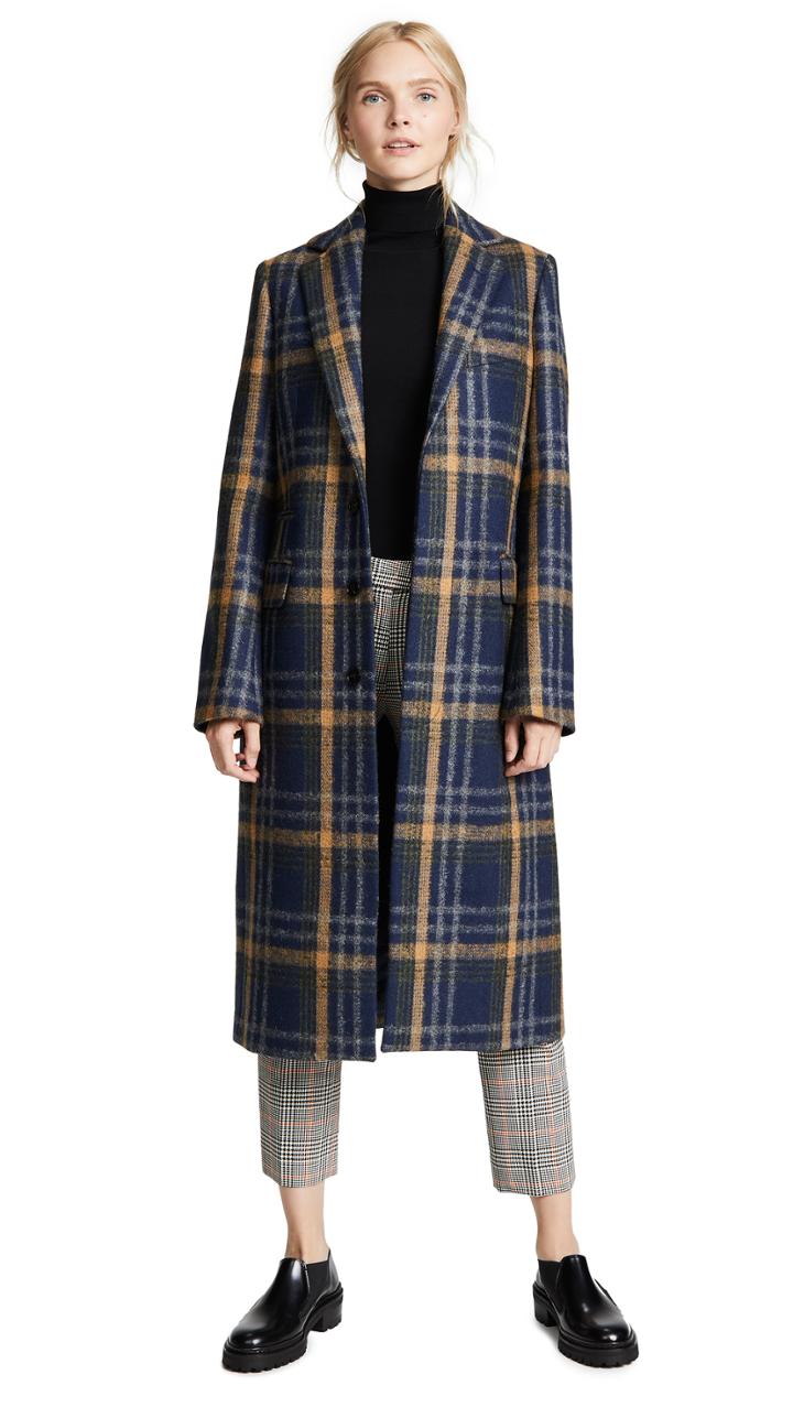 Acne Studios Plaid Long Coat