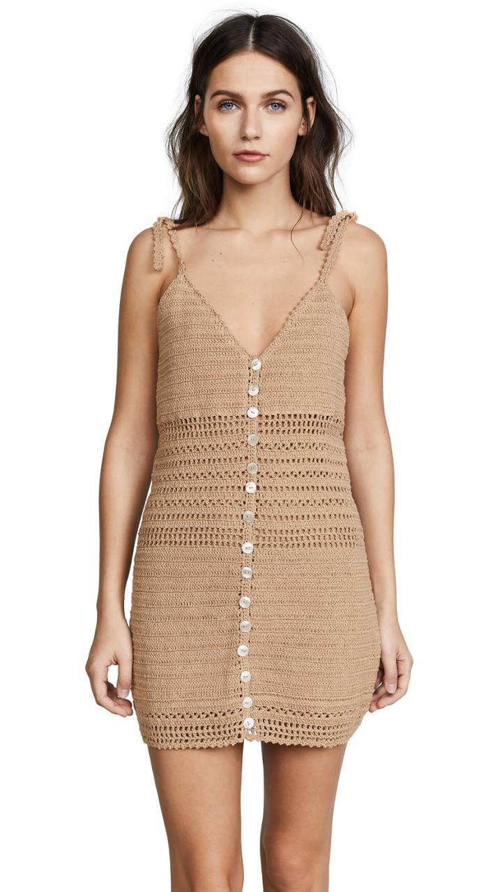 She Made Me Sita Cotton Crochet Mini Dress