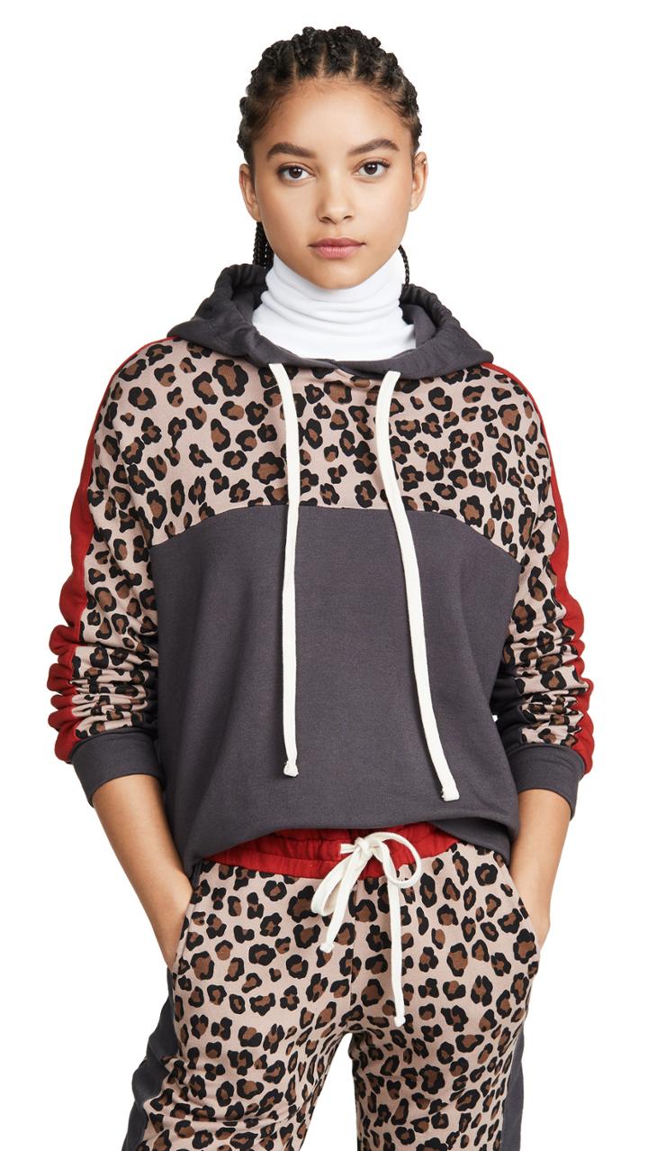 Monrow Print Block Pullover Hoodie