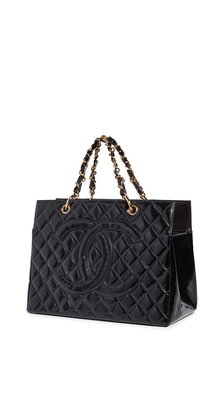 What Goes Around Comes Around Chanel Black Patent Tote Bag