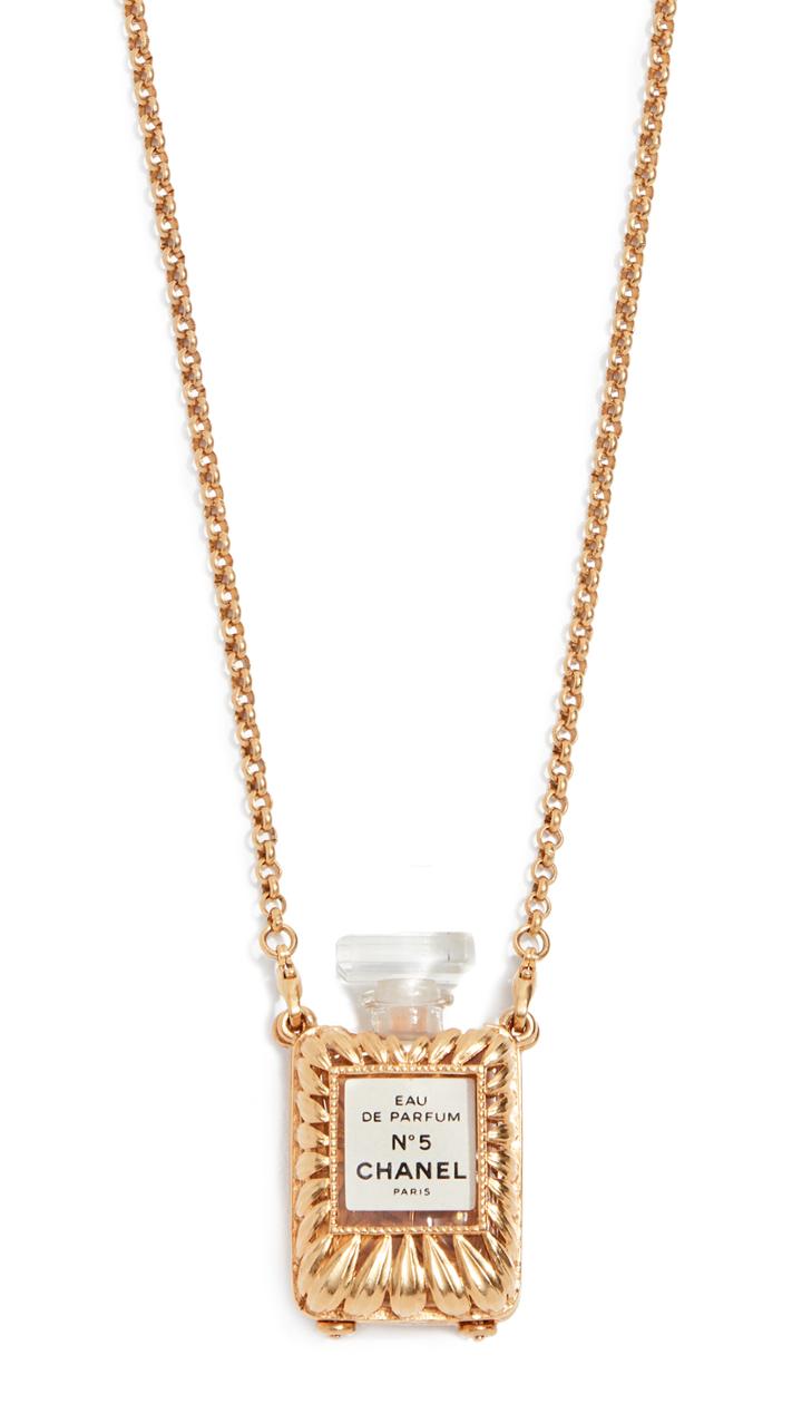 What Goes Around Comes Around Chanel Gold Perfume Necklace