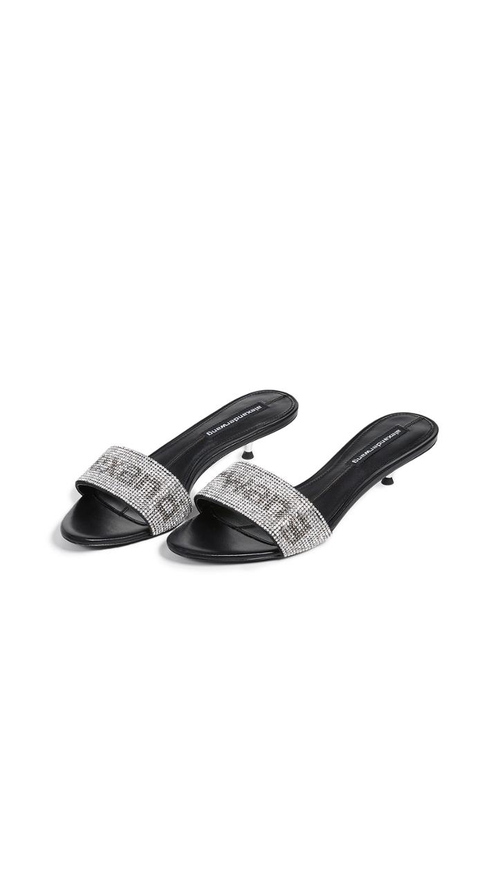 Alexander Wang Jo Kitten Heel Logo Sandals