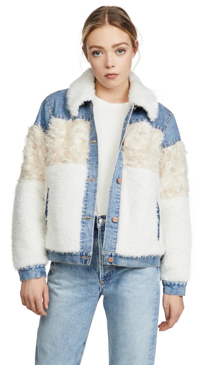 La Vie Rebecca Taylor Fur Denim Jacket