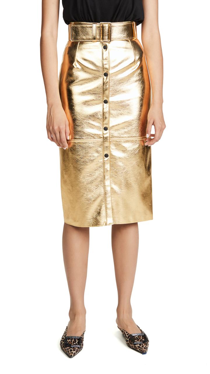 Msgm Metallic Midi Skirt