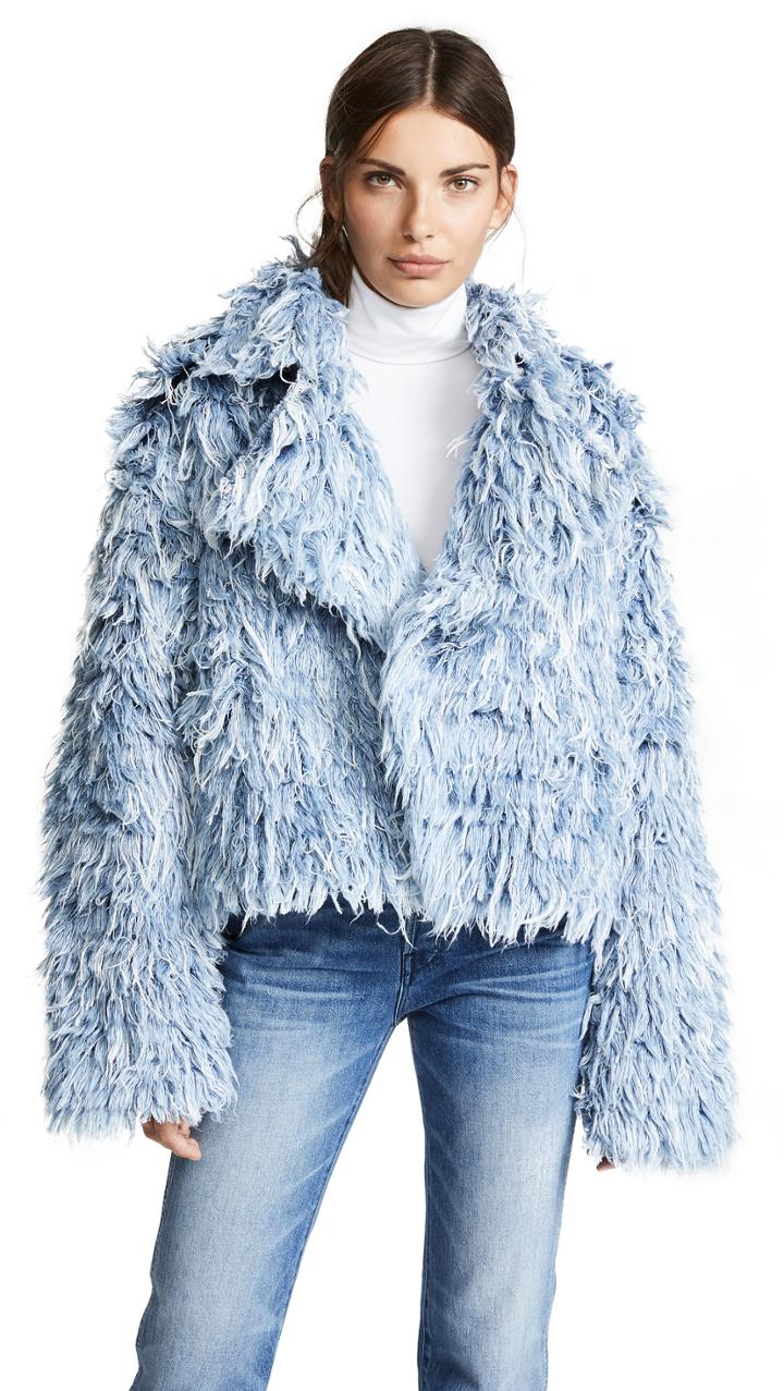 Ksenia Schnaider Denim Fur Jacket