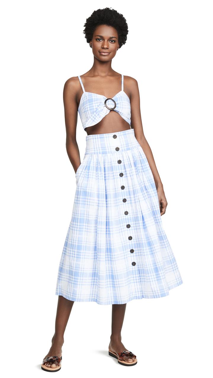 Fame And Partners Button Front Top And Skirt Set