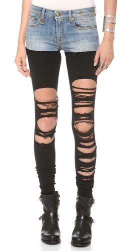 R13 Shredded Knit Chap Jeans