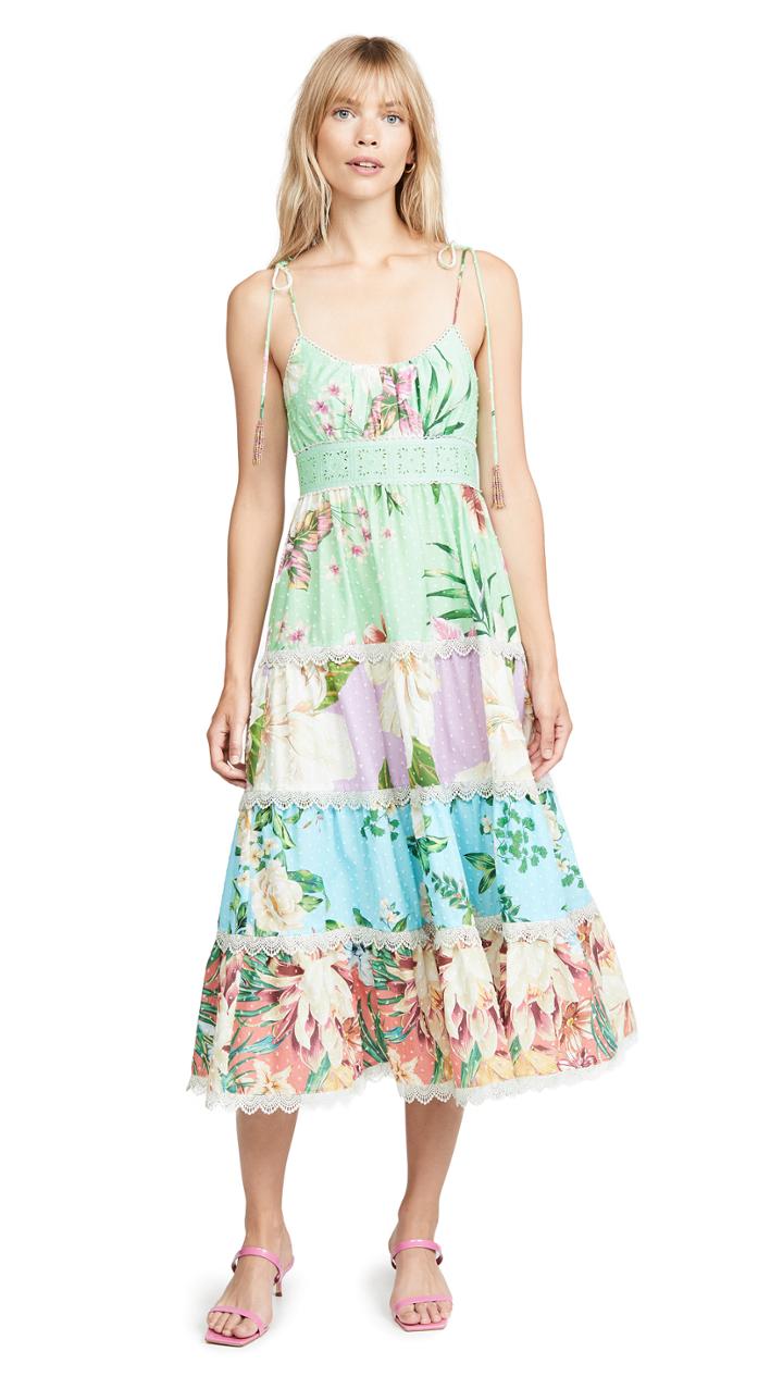Farm Rio Mixed Floral Midi Dress