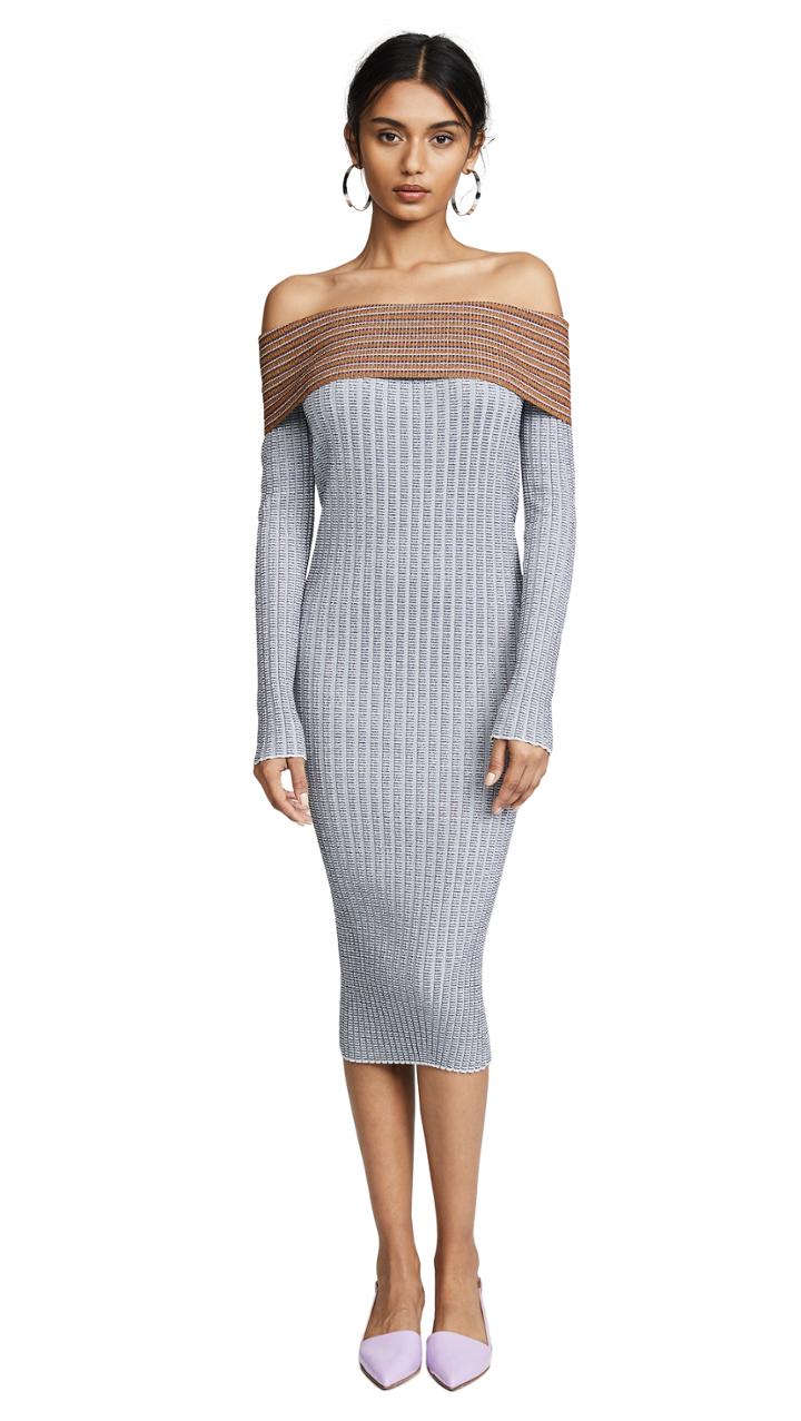 Jourden Lilac Metallic Varsity Ots Dress