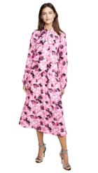 No 21 Floral Midi Long Sleeve Dress With Tie