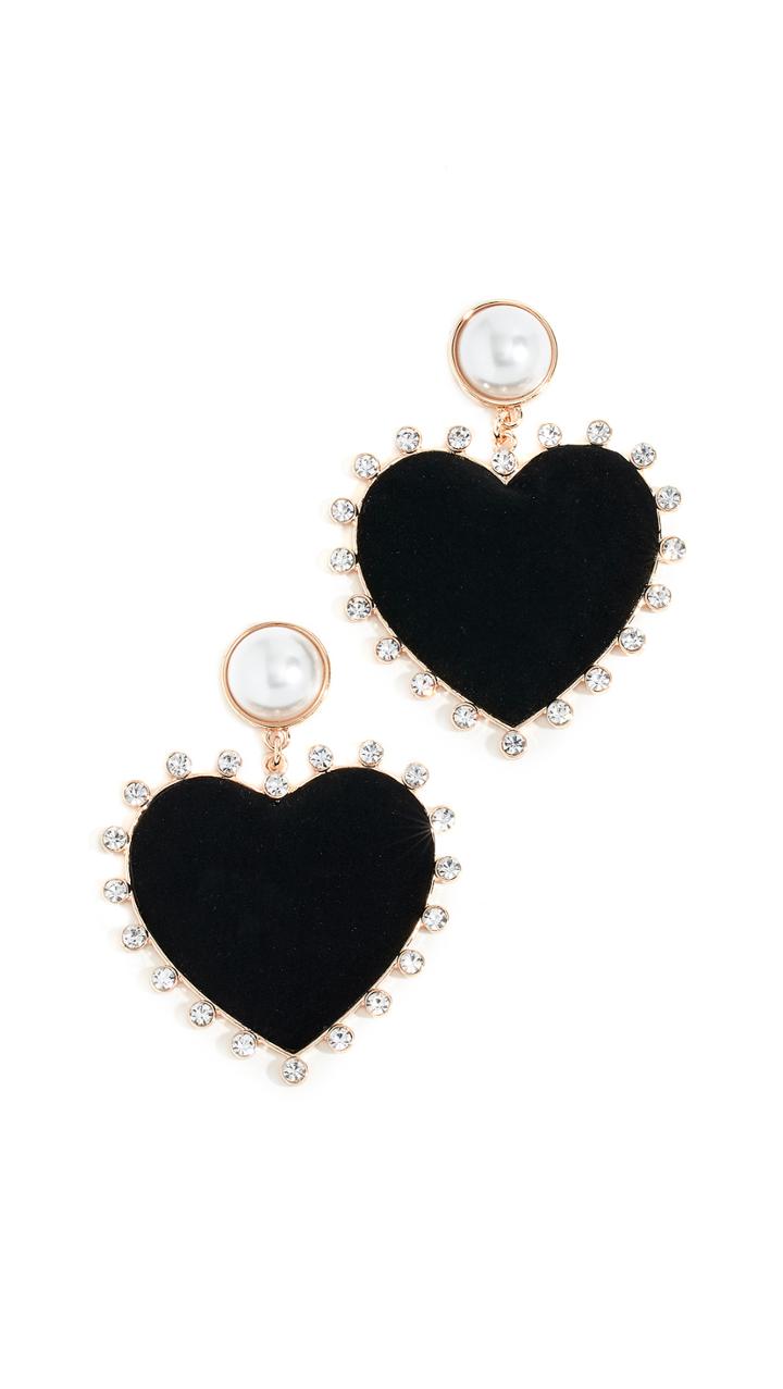 Baublebar Imitation Pearl Studs With Fabric Heart Earrings