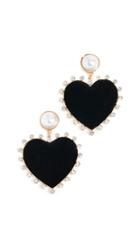 Baublebar Imitation Pearl Studs With Fabric Heart Earrings