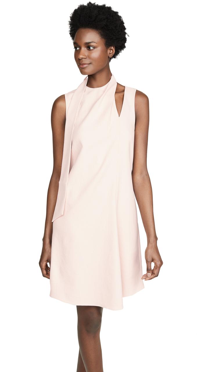 Tibi Pleat Tie Shift Dress