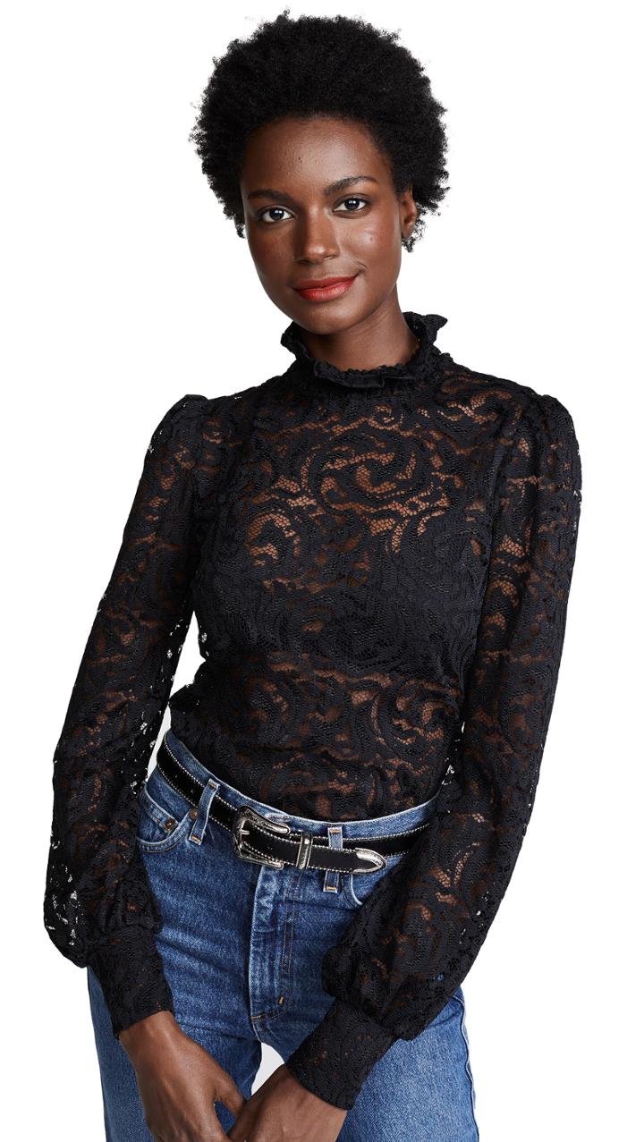 L Agence Samara Lace Turtleneck