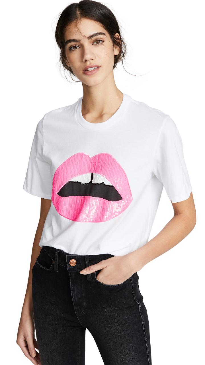 Markus Lupfer Alex Fluro Sequin Lip Tee