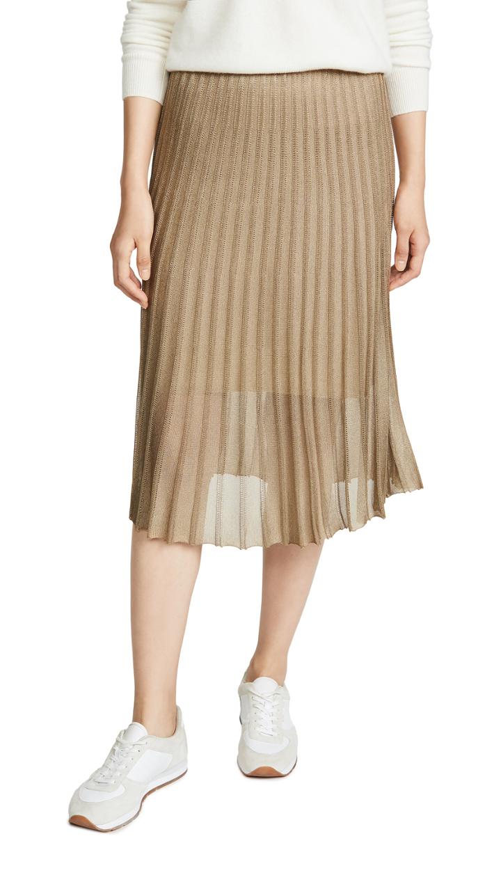 Vince Pleated Metallic Skirt