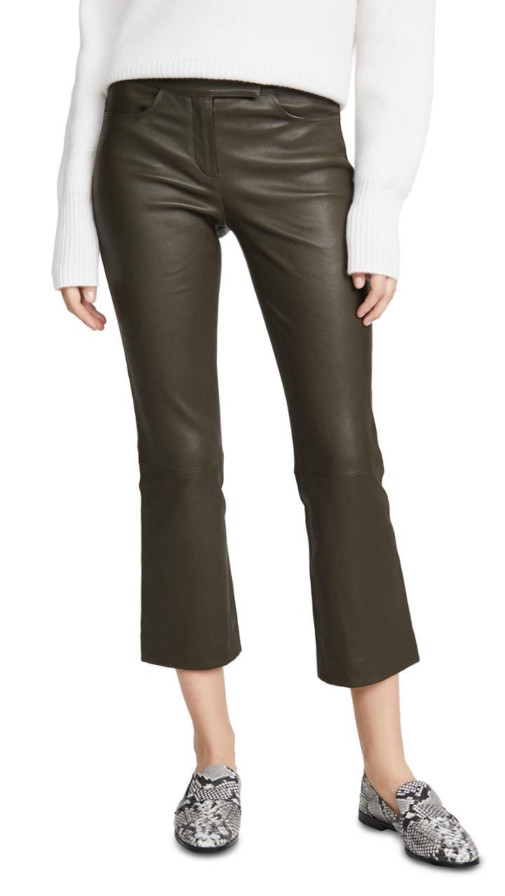 Theory Crop Leather Pants