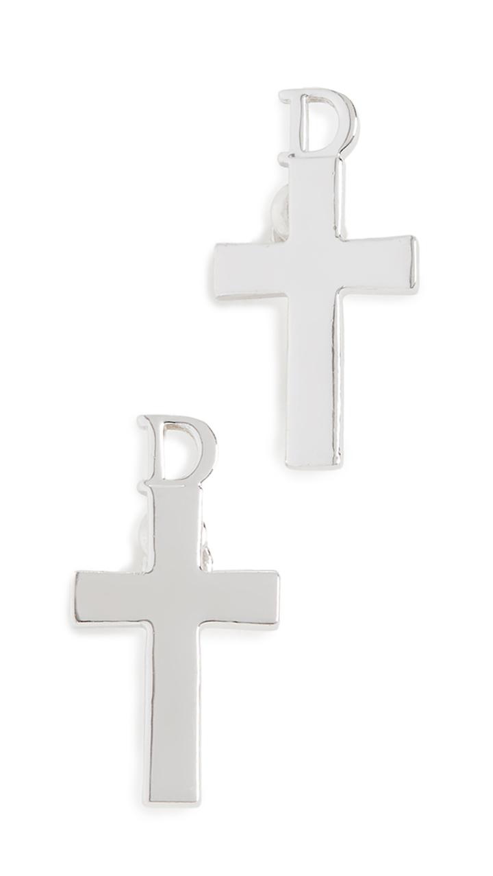 What Goes Around Comes Around Dior Silver Cross Earrings
