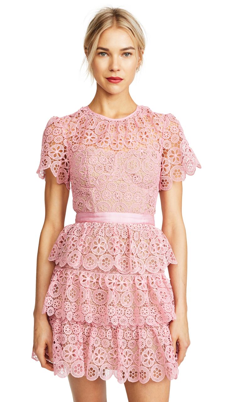 Self Portrait Tiered Lace Mini Dress