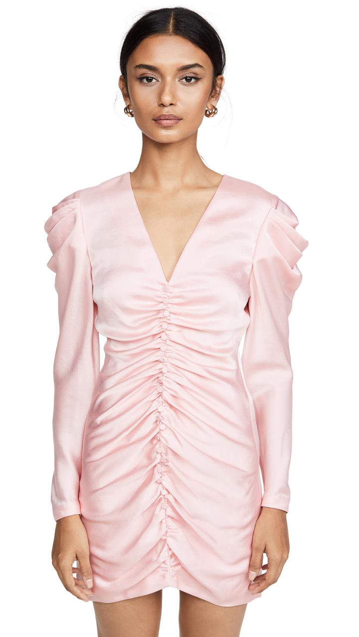 Jonathan Simkhai Crepe Back Satin Puff Sleeve Dress